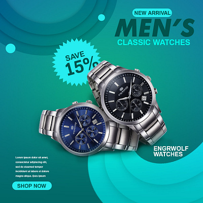 Men's watch branding graphic design