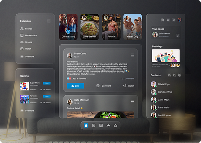Facebook Dashboard dashboard glassmorphsim product design ui ux
