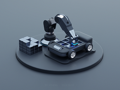 New energy vehicles - Battery replacement 3d battery replacement c4d car design illustration illustrations mechanical arm new energy vehicles 机械臂 科技