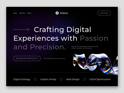 Zidane - Personal Portfolio barkahlabs clean dark dark theme design services header landing page minimalis personal portfolio portfolio site portfolio web ui ui design ux web design