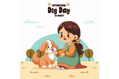 Illustration for International Dog Day animal breed cartoon celebration clip art day dog event friend furry girl greeting happy joy love pet promotion puppy rescue shelter