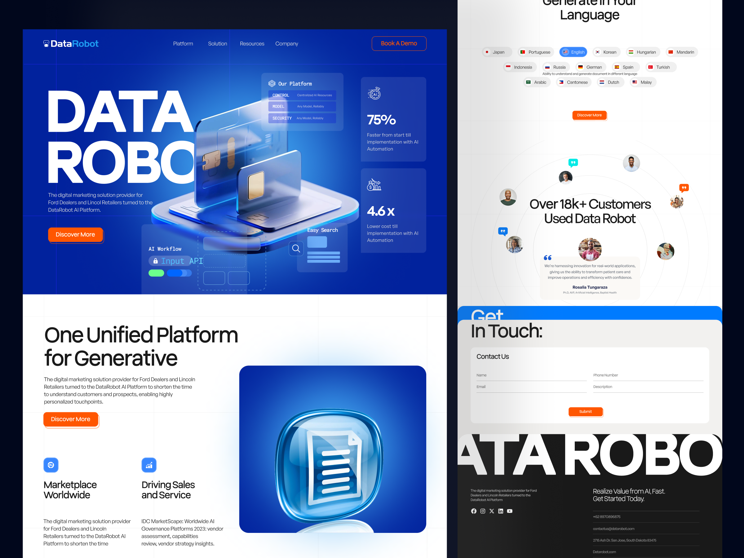 DataRobot - Generate AI Website ai artificial intellegence branding clean data design digital discover futuristic futuristic design generate ai home page landing page ui uidesign web design webiste design website