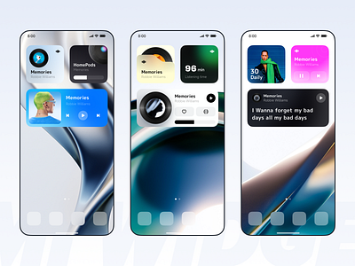 Music widgets UI design for phone OS music ui ux widget