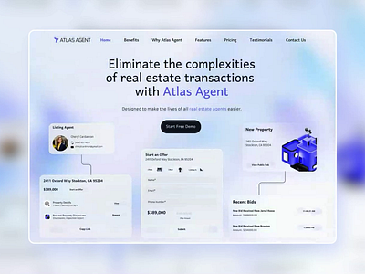Real Estate AI platform Landing Page design Atlas Agent. ai ai dashboard ai landing page ai platform branding figma figma web graphic design landing page logo motion graphics real estate landing page real estate page tech landing page ui web ai web design