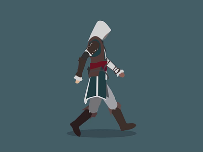Walk Cycle Animation Practice after effects animation assassins creed black flag edward kenway flat game illustration motion graphics practice vector walk animation walk cycle