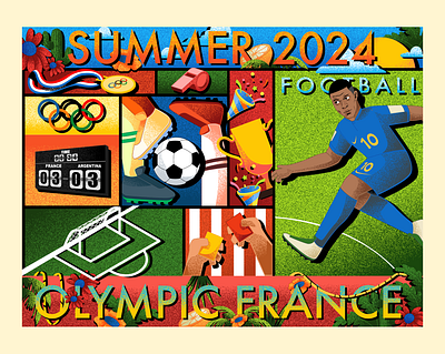 Football - Summer Olympic Illustration digital illustration football football illustration france illustration olympic 2024 olympics olympics illustration paris sport illustration summer summer olympics