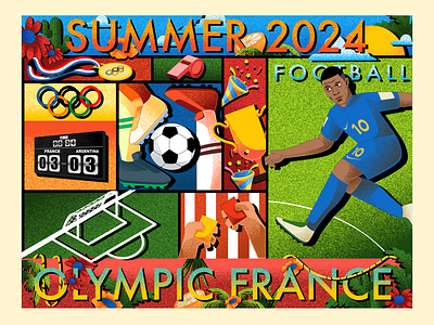 Football - Summer Olympic Illustration digital illustration football football illustration france illustration olympic 2024 olympics olympics illustration paris sport illustration summer summer olympics