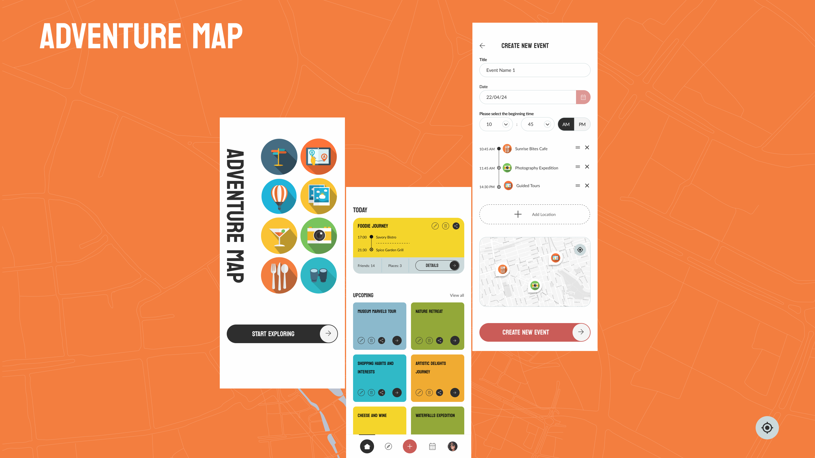 Adventure Map | Sightseeing App adventure illustration ios minimal mobile ui sightseeing sightseeing app ui ux