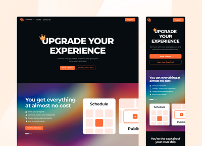 Website - Premium Subscription black background branding dark theme graphic design logo mobile view orange premium subscription ui we website