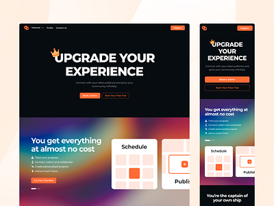 Website - Premium Subscription black background branding dark theme graphic design logo mobile view orange premium subscription ui we website