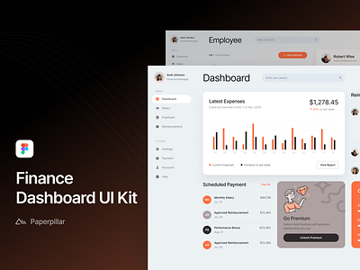 Free UI Kit - Dashboard Payroll card clean community dashboard data design download figma finance freebies illustration layout payroll responsive stats ui ui kit users ux widget