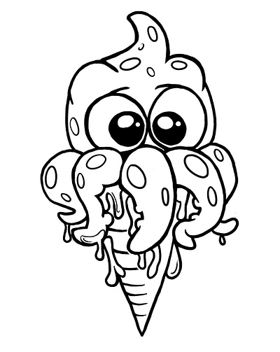 OctoCone Coloring Page Request cartoon character design coloring book ice cream