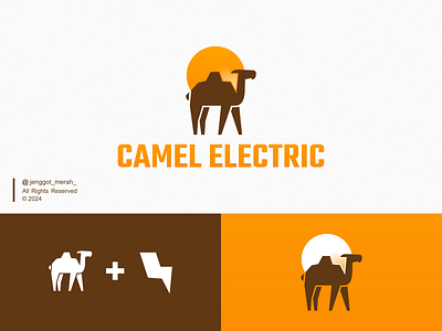 Camel Electric Logo Design animal art brand branding camel combinations desert design electric flat geometrical geometry icons logo logo mark middle eastern minimal modern sun vector