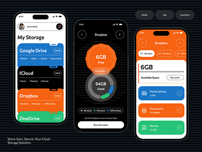 Cloud Storage Mobile App Design android app design app ui application clean cloud app cloud computing design dropbox file management file manager file sharing google drive ios mobile app online storage storage storage app ui ux