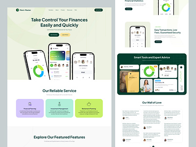 Digital Wallet Landing Page clean design digital wallet e wallet finance green landing page money money management transactions ui ui design uiux user experience user interface ux wallet web design website