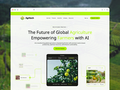 Empowering World Farmers with AI: Agriculture Farm Web Design agriculture ai plant artificial intelligence clean design computer vision design farm farmer farmer website farming landing page machine learning nature plantation recognition saas technology uiux website world