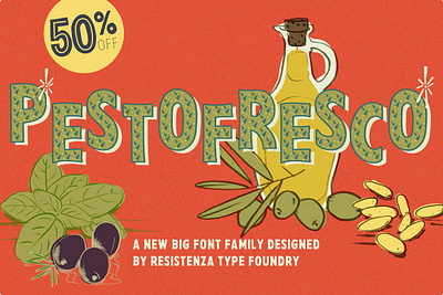 Pesto Fresco 28 fonts coffee font cooking font decorative font food font handmade font handwriting font handwritten font italian font labels font layered font logo font oil font packaging font pesto font products font sans font styles font supermarket font wedding font