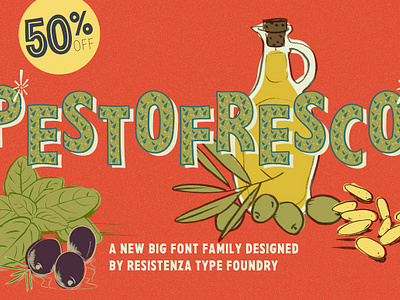 Pesto Fresco 28 fonts coffee font cooking font decorative font food font handmade font handwriting font handwritten font italian font labels font layered font logo font oil font packaging font pesto font products font sans font styles font supermarket font wedding font