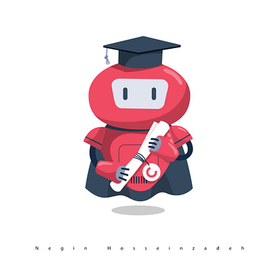 Graduation art artist artwork character design design graduation graduation illustration illustration robot