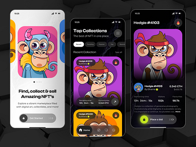 NFT MARKETPLACE MOBILE APP figma marketplace marketplace app mobileapp nftarketplace nftmobileapp ui uidesign uiux