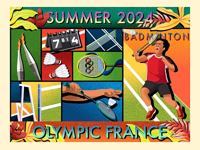 Badminton - Summer Olympic Illustration badminton badminton illustration badminton olympic france gradient illustration olympic ilustration olympics paris paris summer rora sisters sport illustration summer olympics vector illustration