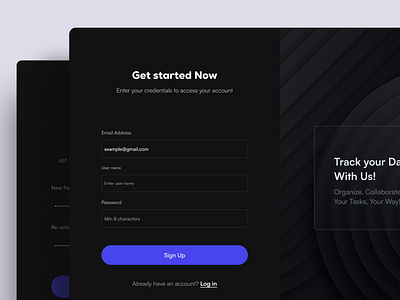 Login,Register & Reset Password Flow - Task Management adobexd animation color theory concept design figma forgotpassword login otp signup taskmanagement typography ui uiux webpage website