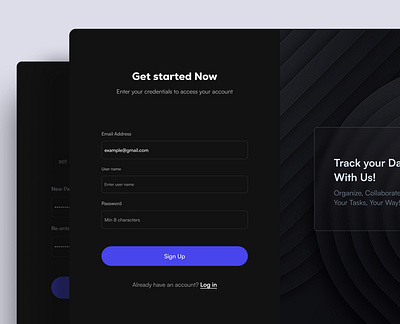 Login,Register & Reset Password Flow - Task Management adobexd animation color theory concept design figma forgotpassword login otp signup taskmanagement typography ui uiux webpage website