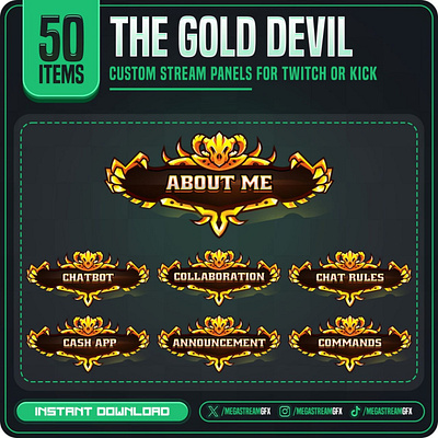 The Gold Devil Twitch Panels stream panel pack