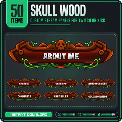 Skull Wood Twitch Panels panel commissions