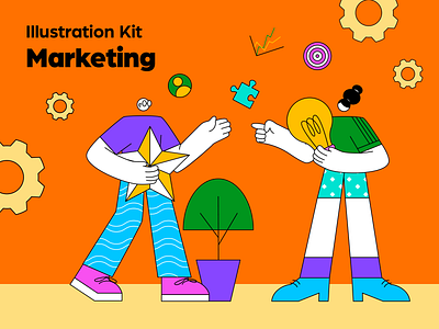 Illustration Kit: Marketing branding character design design design asset free asset graphic design iconscout illustration illustration kit marketing vector