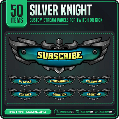 Silver Knight Twitch Panels digital graphic