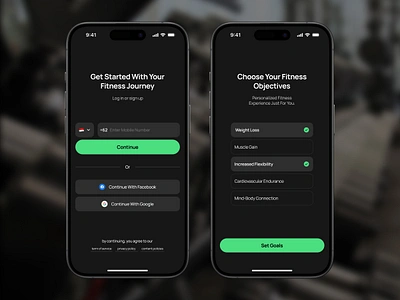 Fitness and Health Welcome Screen Mobile App authentication fitness health login mobile app objective onboarding registration sign in sign up signin ui uiux welcome screen