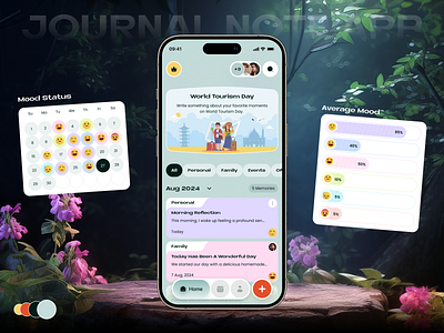 Journal Note App Design Concept 📝 app concept app design design diary interaction journal journal app journal app design journaling journalism life mobile app mobile ui note note app notebook story ui design uiux ux design