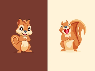 Squirrel Icons Set acorn animal brown cartoon character cute flat funny happy icon set iconography iconset mammal mascot nature nut smile squirrel icons vector woodland