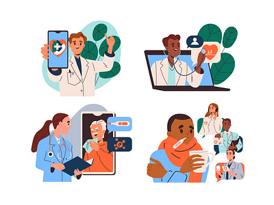 Illustration for a telemedicine website adobe illustrator art character design design digital art doctor drawing flat illustration flat style graphic design healthcare illustration