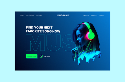 Echo-Tunes Music Home page graphic design ui