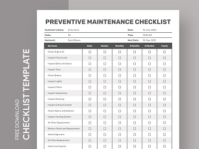 Preventive Maintenance Checklist Free Google Sheets Template car maintenance checklist car service checklist checklist docs free google docs templates free template free template google docs google google docs google docs checklist template maintenance maintenance checklist preventive maintenance checklist service service checklist template