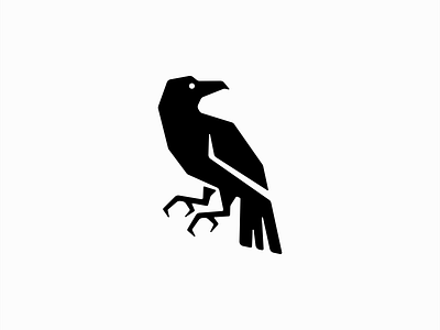 Raven Logo animal bird branding crow design emblem geometric icon identity illustration logo mark nature raven sports symbol vector wings