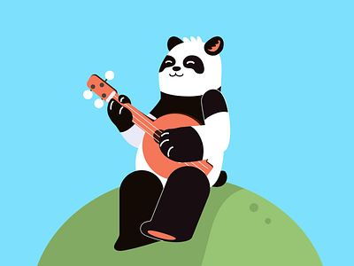 Panda Character Animation - Summer Music Festival Season animation app bear character cute design festival graphic design illustration mandolin motion motion graphics music musician panda svgator