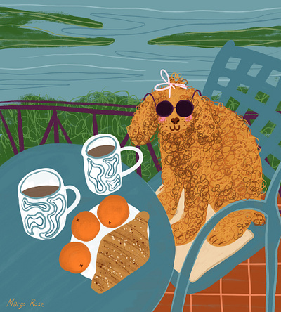 coffee with a friend advertising advertisingillustration animals brand identity branding breakfast character character design coffee concept art cute dog dog lover dog owner editorial food illustration morning pets still life
