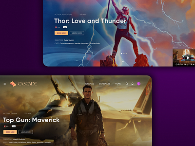 Cascade adobe xd booking movie responsive ui ux website