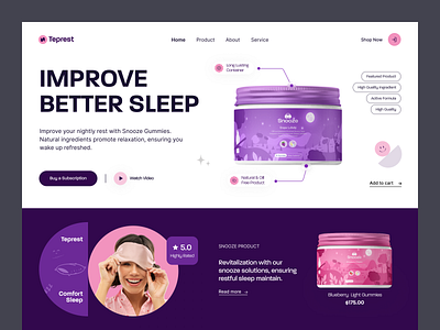 Sleep Gummies Ecommerce Website 2024 branding design e commerce website ecommerce header homepage landing page mobile modern trend product shopify sleep sleep product ui ux web web design webpage website