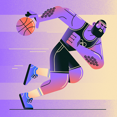 Lebron inspired Basketballer character design illustration olympics sport texture vector