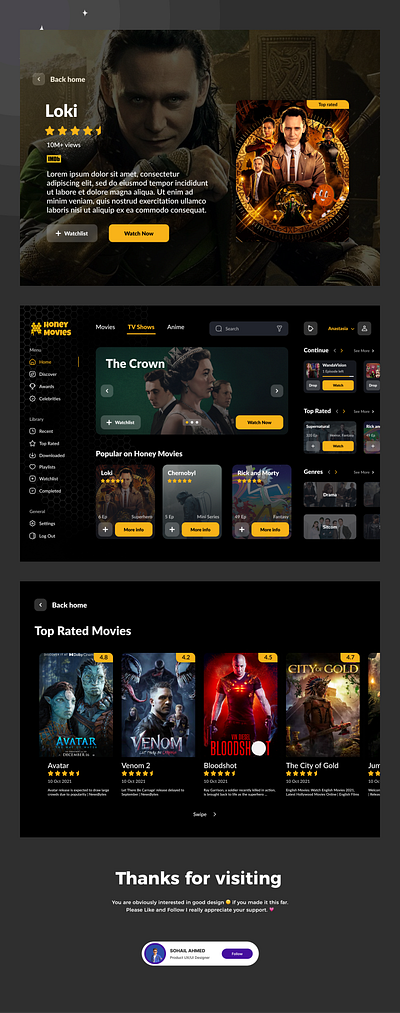 Movies/Drama Website Design landingpage movies ui uiux ux web website website movies