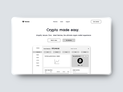Hermes crypto wallet - wireframes branding crypto cryptowallet ui ux web 3 wireframes