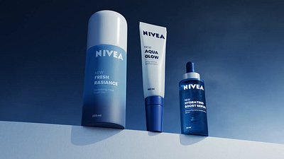 Nivea Product Design 3d animation blender branding cgi commercial cosmetic cream design fresh gel graphic design illustration motion graphics natural nivea packaging product realistic serum