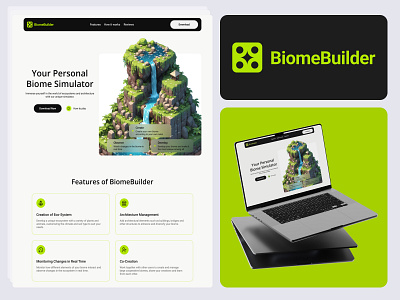 Landing Page for BiomeBuilder ai art art branding design illustration interface landing page logo logotype mockup typography ui uiux userinterface ux web web design website design