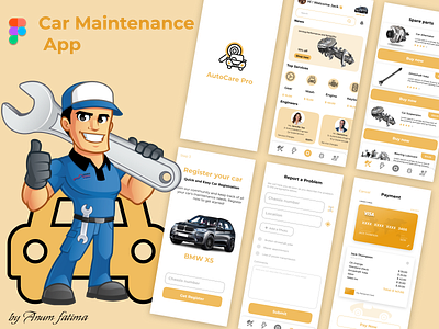 AutoCare Pro (Car Maintenance App) app app deisgn car car maintenance app graphic design interaction design mobile mobile app design ui ui ux design ux