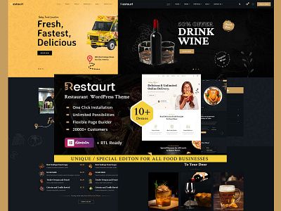 Restaurt - The Ultimate Restaurant WordPress Theme 🌟🍷 cafe foodbusiness restaurantwebsite restaurt webdesign wordpresstheme