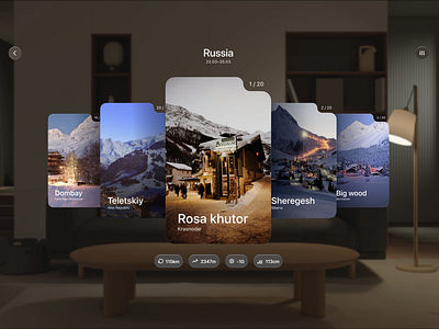 VR ski app for Vision Pro 3d 3d interface app app innovation apple apple vision pro ar augmented reality digital adventures immersive ux interactive app product ui ux virtual skiing vision os vision pro vr